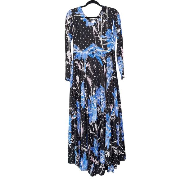 Free People First Kiss Botanical Night Maxi Dress Size S Blue Floral Boho - Picture 8 of 12